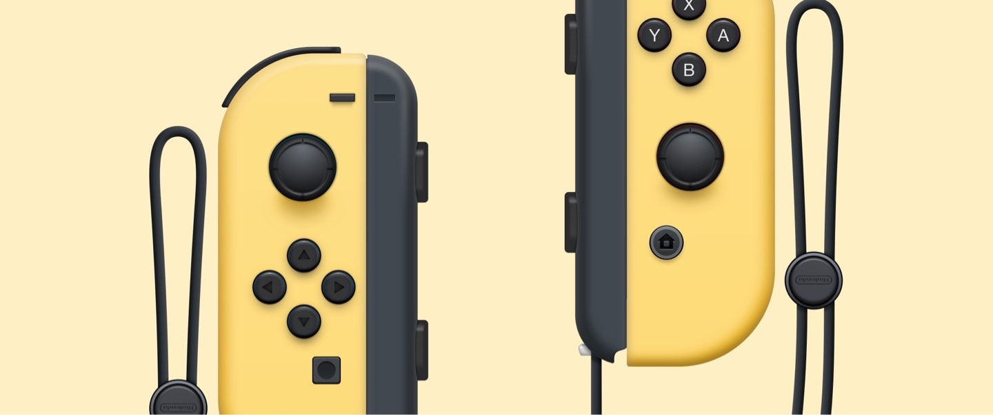 two yellow joy-cons on yellow background