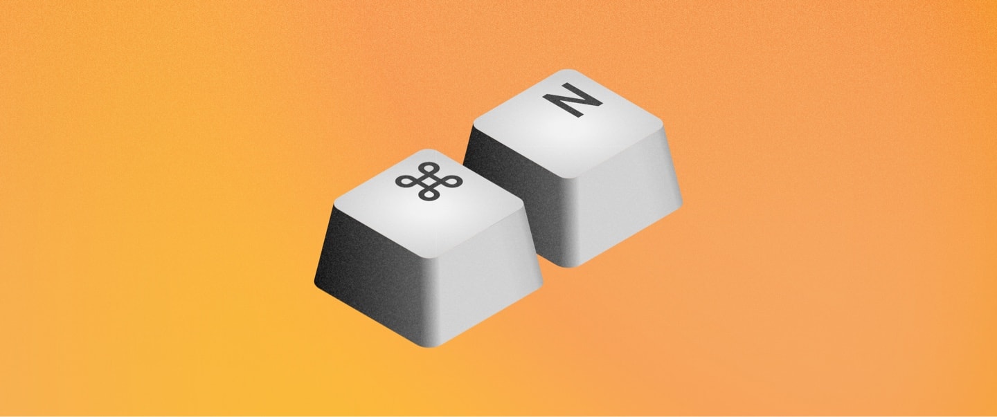 Image of command key and n key on orange background