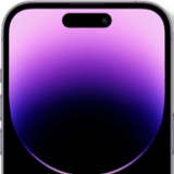 A mockup of the top half of an iPhone 14 Pro on a transparent background