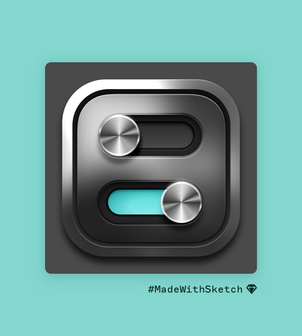 An illustration of two realistic chrome-effect switches. The top switch is to the left and off, while the bottom switch is to the right, and on. The image sits on a teal background.